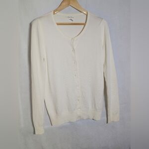 Kenneth Cole New York Sz L Classic Cream Cardigan Sweater